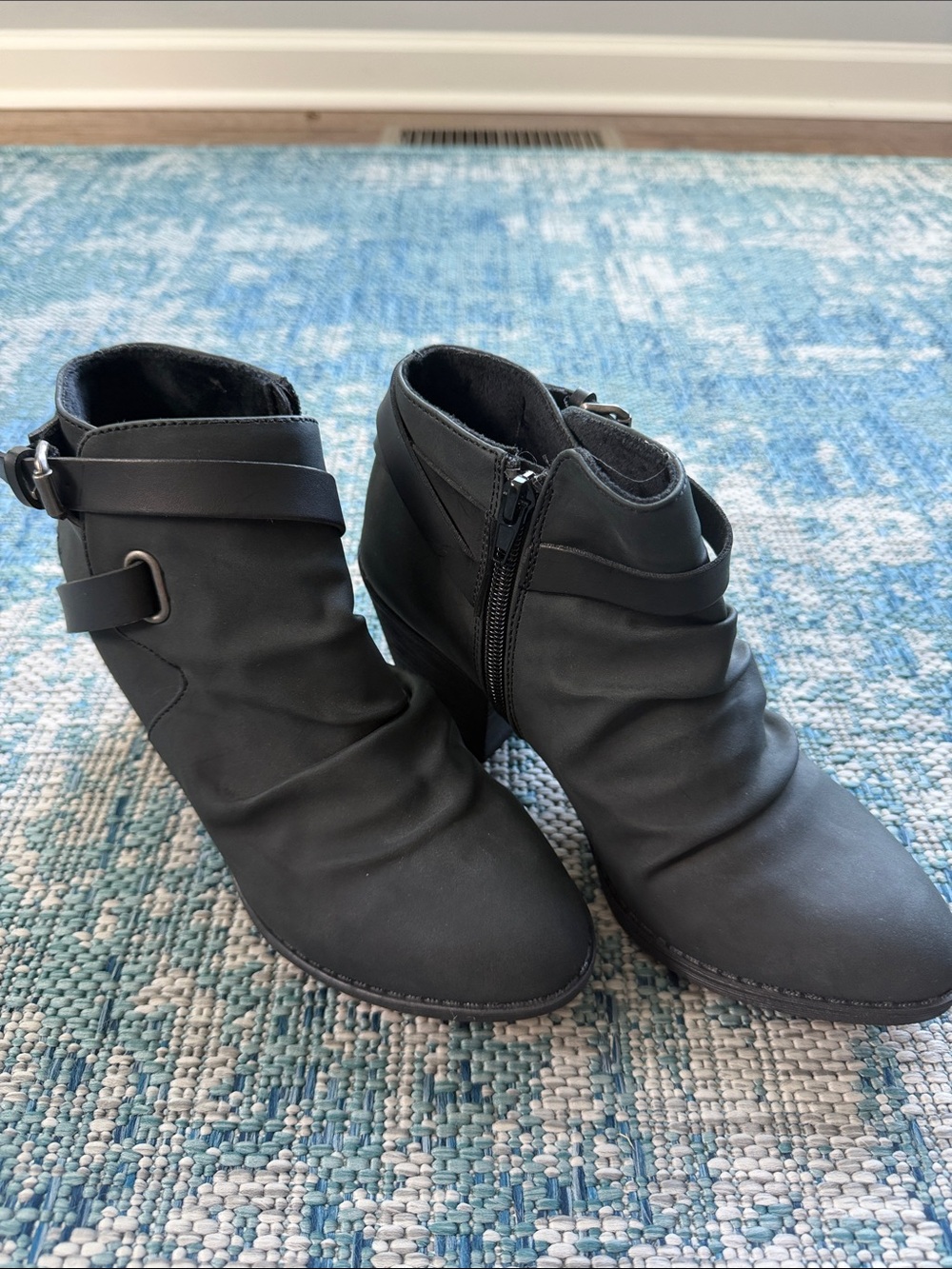 Blowfish Black Ruching Ankle Booties with Side Buckle